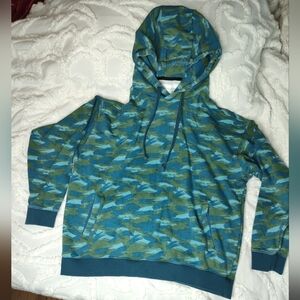 Sanctuary Supply Hoodie Mens Large Atlantic Camo Blue Green Pull Over Sweatshirt